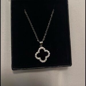 Neiman Marcus 18k Gold Plated Black Lucky Clover Necklace